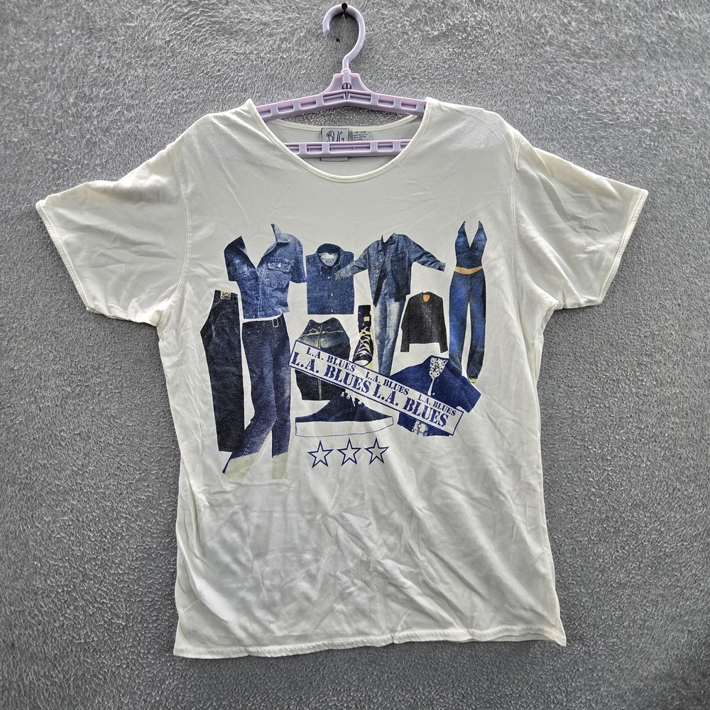 VINTAGE LA Blues Women Shirt 14/16W White BUG Music 90s